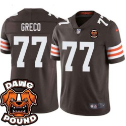 Browns #77 John Greco DAWG POUND Dog Head logo Jersey -Brown