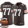 Browns #77 Mark Ilgenfritz DAWG POUND Dog Head logo Jersey -Brown