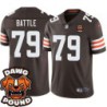 Browns #79 Jim Battle DAWG POUND Dog Head logo Jersey -Brown