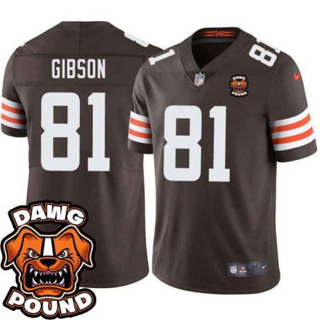 Browns #81 Damon Gibson DAWG POUND Dog Head logo Jersey -Brown