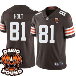 Browns #81 Harry Holt DAWG POUND Dog Head logo Jersey -Brown