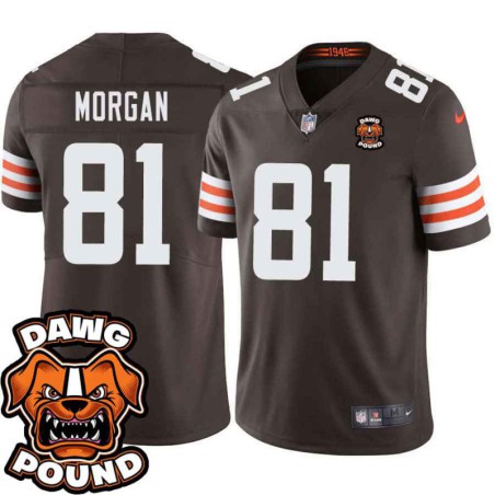 Browns #81 Quincy Morgan DAWG POUND Dog Head logo Jersey -Brown