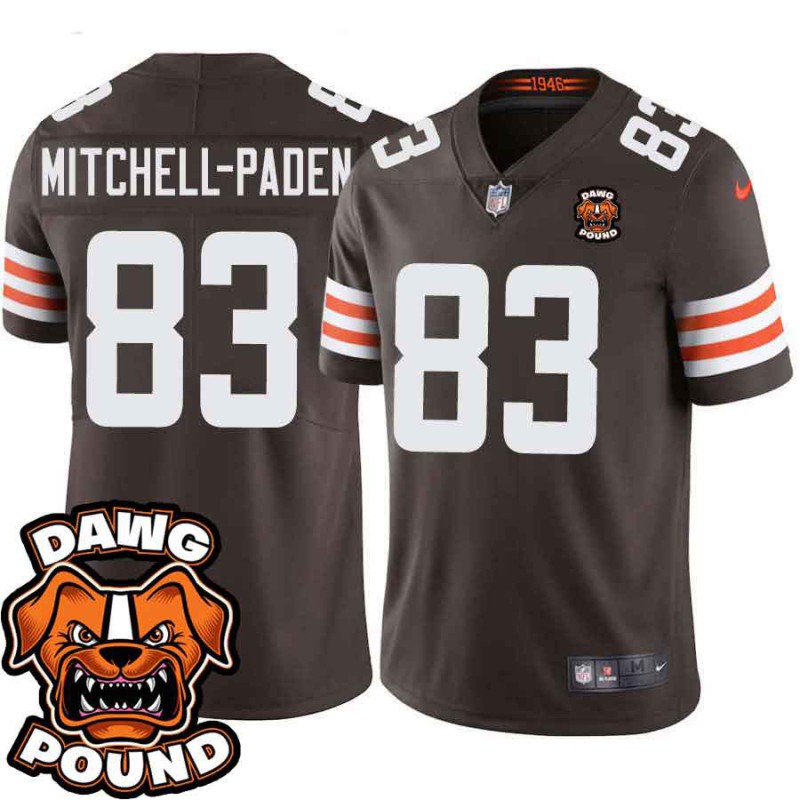 Browns #83 Zaire Mitchell-Paden DAWG POUND Dog Head logo Jersey -Brown