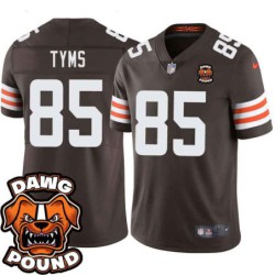 Browns #85 Brian Tyms DAWG POUND Dog Head logo Jersey -Brown