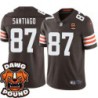 Browns #87 O.J. Santiago DAWG POUND Dog Head logo Jersey -Brown