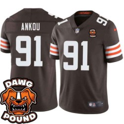 Browns #91 Eli Ankou DAWG POUND Dog Head logo Jersey -Brown