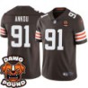 Browns #91 Eli Ankou DAWG POUND Dog Head logo Jersey -Brown