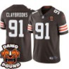 Browns #91 Felipe Claybrooks DAWG POUND Dog Head logo Jersey -Brown