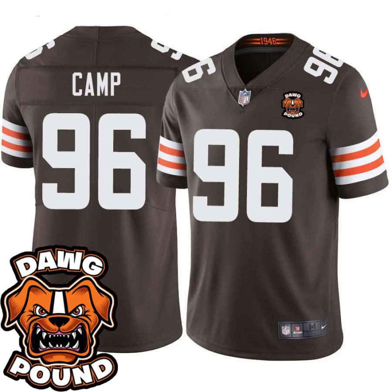 Browns #96 Reggie Camp DAWG POUND Dog Head logo Jersey -Brown