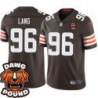 Browns #96 Kenard Lang DAWG POUND Dog Head logo Jersey -Brown