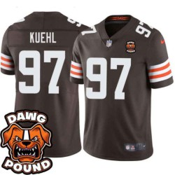 Browns #97 Ryan Kuehl DAWG POUND Dog Head logo Jersey -Brown