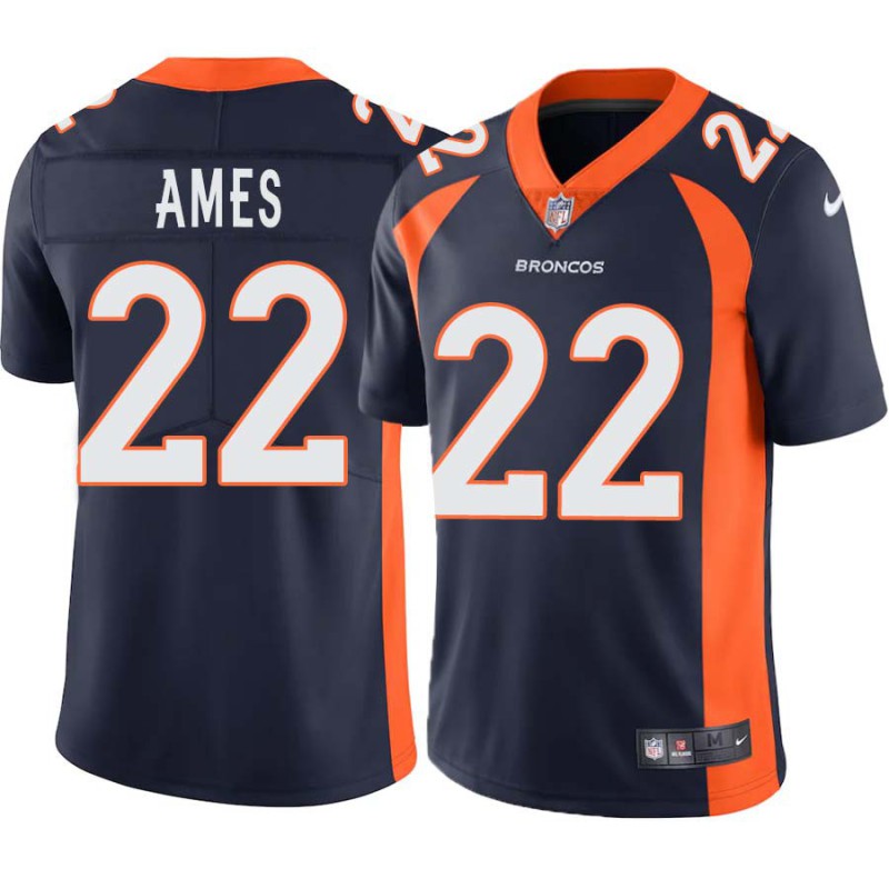 Dave Ames #22 Broncos Navy Jersey