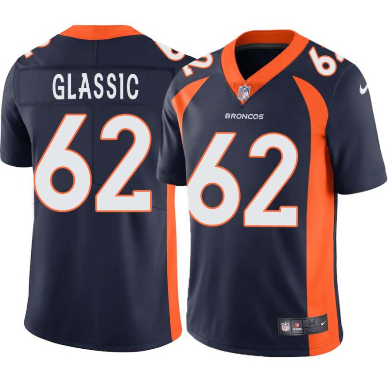 Tom Glassic #62 Broncos Navy Jersey