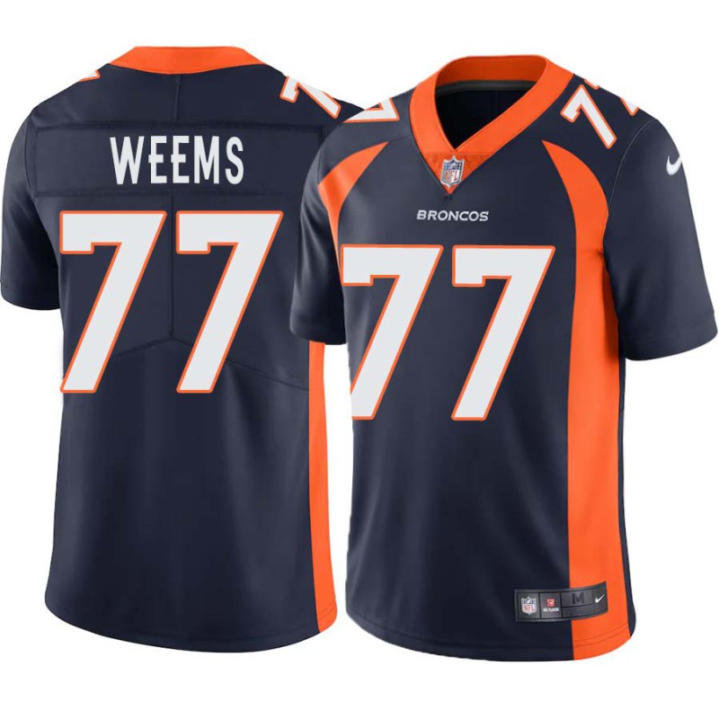 Darrion Weems #77 Broncos Navy Jersey