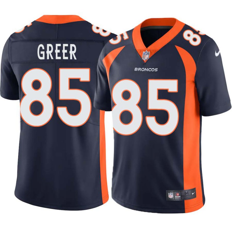 Jim Greer #85 Broncos Navy Jersey