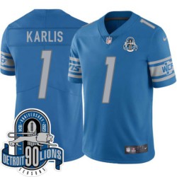 Lions #1 Rich Karlis 1934-2023 90 Seasons Anniversary Patch Jersey -Blue