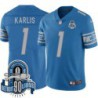 Lions #1 Rich Karlis 1934-2023 90 Seasons Anniversary Patch Jersey -Blue