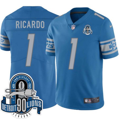 Lions #1 Benny Ricardo 1934-2023 90 Seasons Anniversary Patch Jersey -Blue