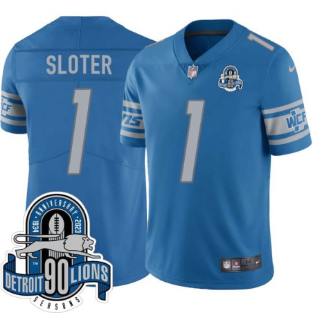 Lions #1 Kyle Sloter 1934-2023 90 Seasons Anniversary Patch Jersey -Blue