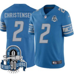 Lions #2 Frank Christensen 1934-2023 90 Seasons Anniversary Patch Jersey -Blue