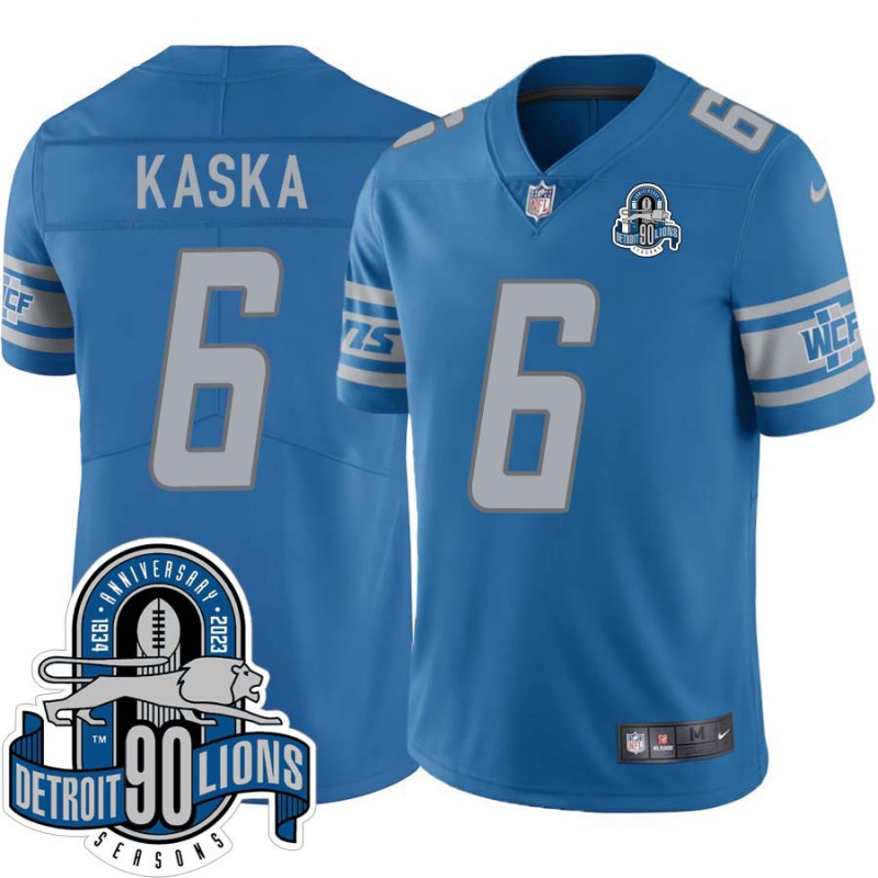 Lions #6 Tony Kaska 1934-2023 90 Seasons Anniversary Patch Jersey -Blue