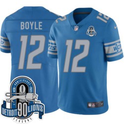 Lions #12 Tim Boyle 1934-2023 90 Seasons Anniversary Patch Jersey -Blue