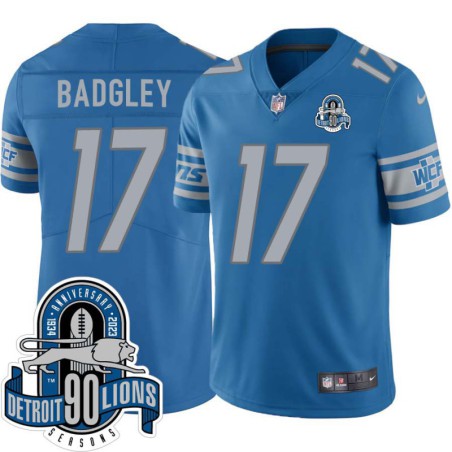 Lions #17 Michael Badgley 1934-2023 90 Seasons Anniversary Patch Jersey -Blue