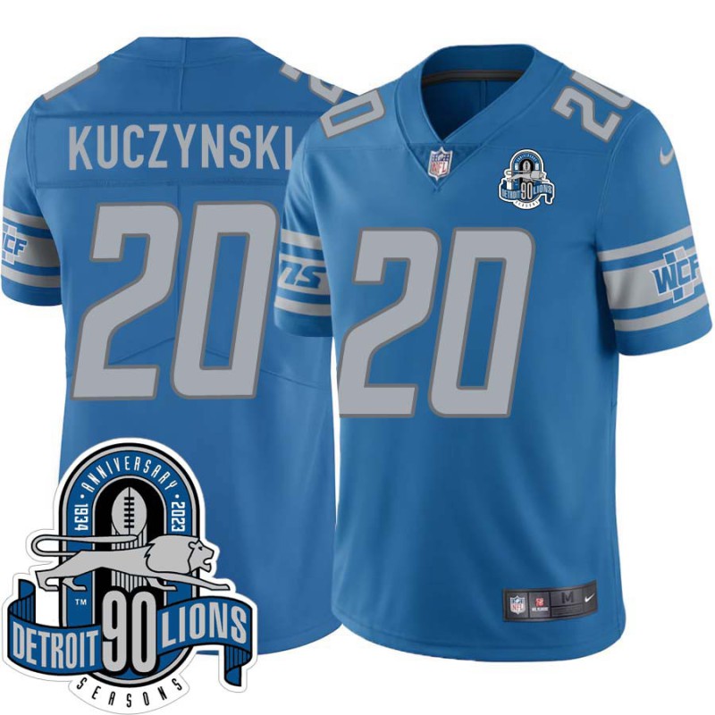 Lions #20 Bert Kuczynski 1934-2023 90 Seasons Anniversary Patch Jersey -Blue