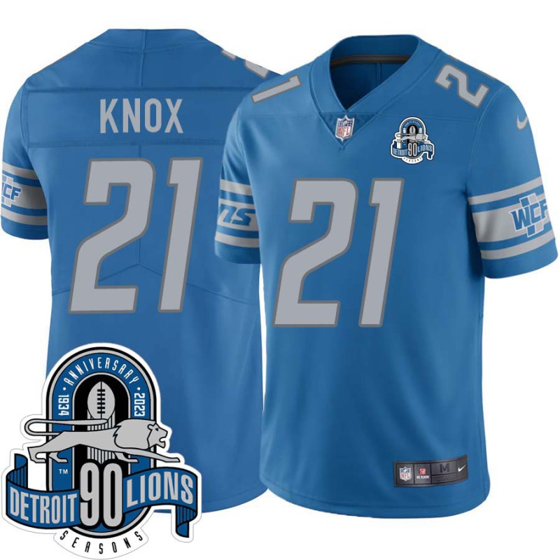 Lions #21 Sam Knox 1934-2023 90 Seasons Anniversary Patch Jersey -Blue