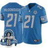 Lions #21 Bob McDonough 1934-2023 90 Seasons Anniversary Patch Jersey -Blue