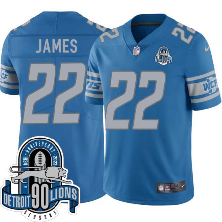 Lions #22 Tommy James 1934-2023 90 Seasons Anniversary Patch Jersey -Blue