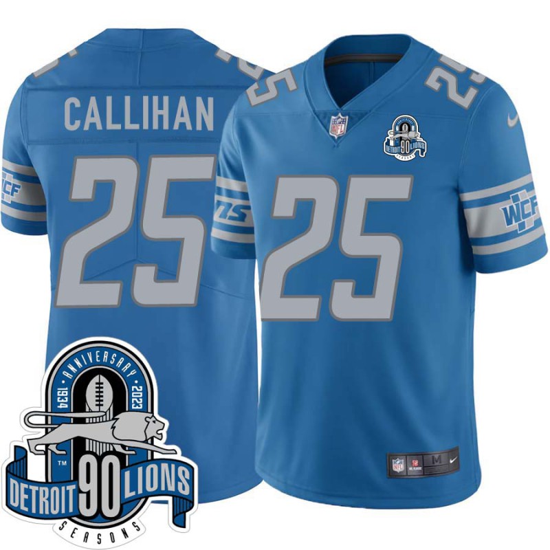 Lions #25 Bill Callihan 1934-2023 90 Seasons Anniversary Patch Jersey -Blue