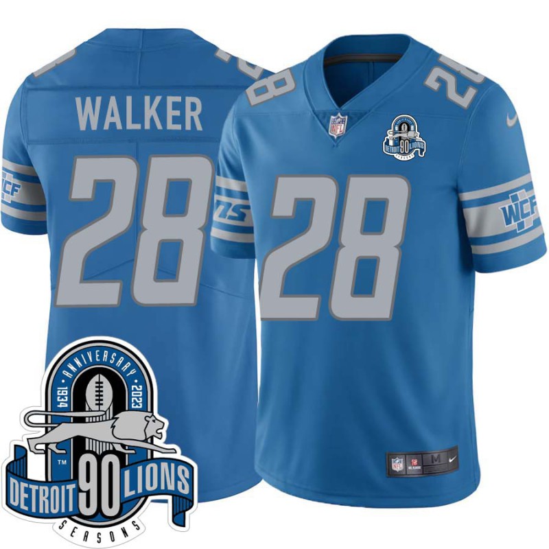 Lions #28 Bracy Walker 1934-2023 90 Seasons Anniversary Patch Jersey -Blue