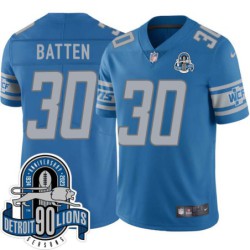 Lions #30 Pat Batten 1934-2023 90 Seasons Anniversary Patch Jersey -Blue