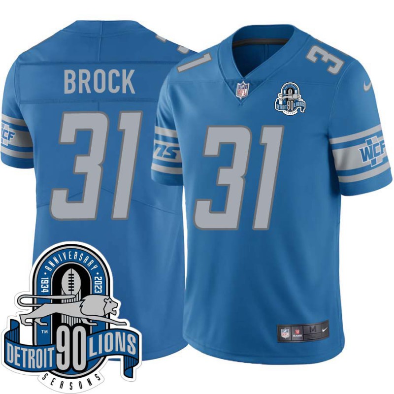 Lions #31 Tramaine Brock 1934-2023 90 Seasons Anniversary Patch Jersey -Blue