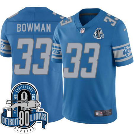 Lions #33 Bill Bowman 1934-2023 90 Seasons Anniversary Patch Jersey -Blue