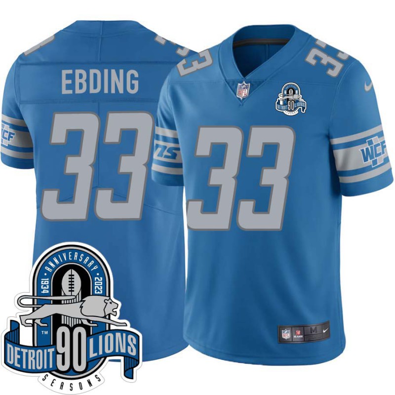 Lions #33 Harry Ebding 1934-2023 90 Seasons Anniversary Patch Jersey -Blue