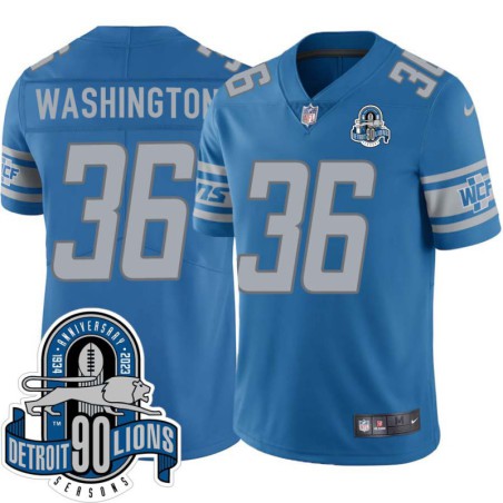 Lions #36 Dwayne Washington 1934-2023 90 Seasons Anniversary Patch Jersey -Blue