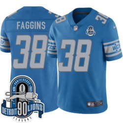 Lions #38 Demarcus Faggins 1934-2023 90 Seasons Anniversary Patch Jersey -Blue