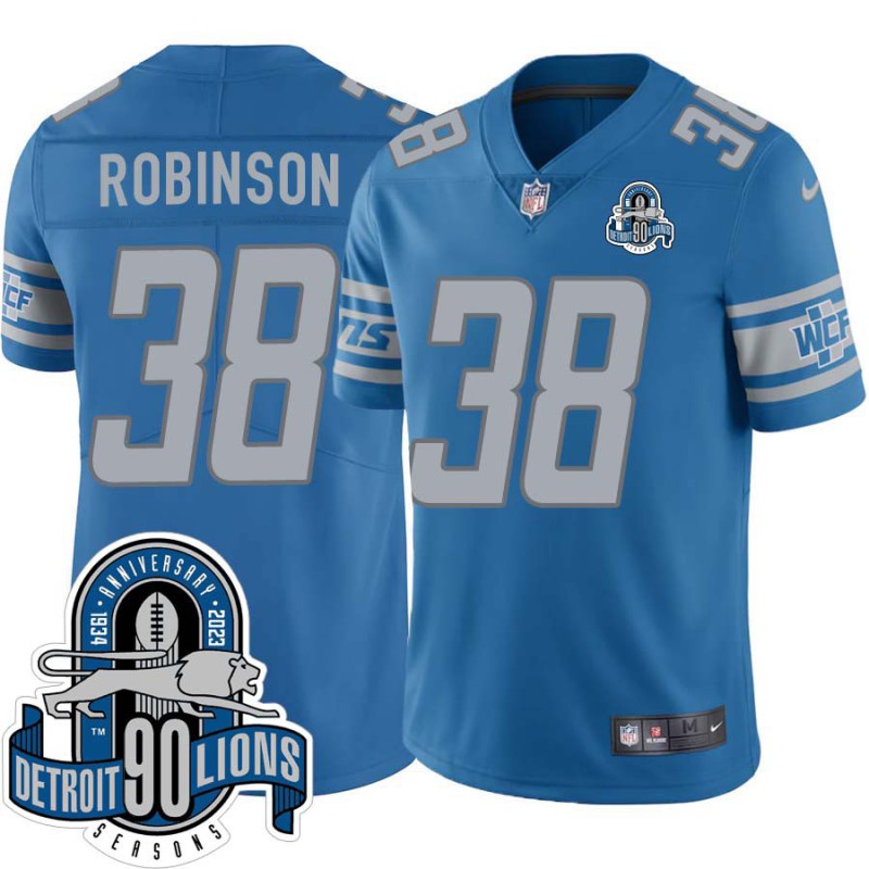 Lions #38 Ramzee Robinson 1934-2023 90 Seasons Anniversary Patch Jersey -Blue