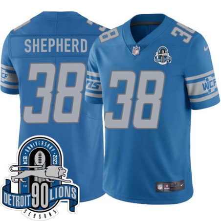 Lions #38 Jacoby Shepherd 1934-2023 90 Seasons Anniversary Patch Jersey -Blue