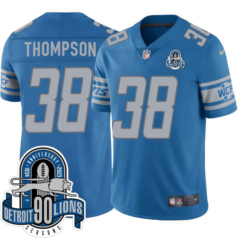 Lions #38 Vince Thompson 1934-2023 90 Seasons Anniversary Patch Jersey -Blue