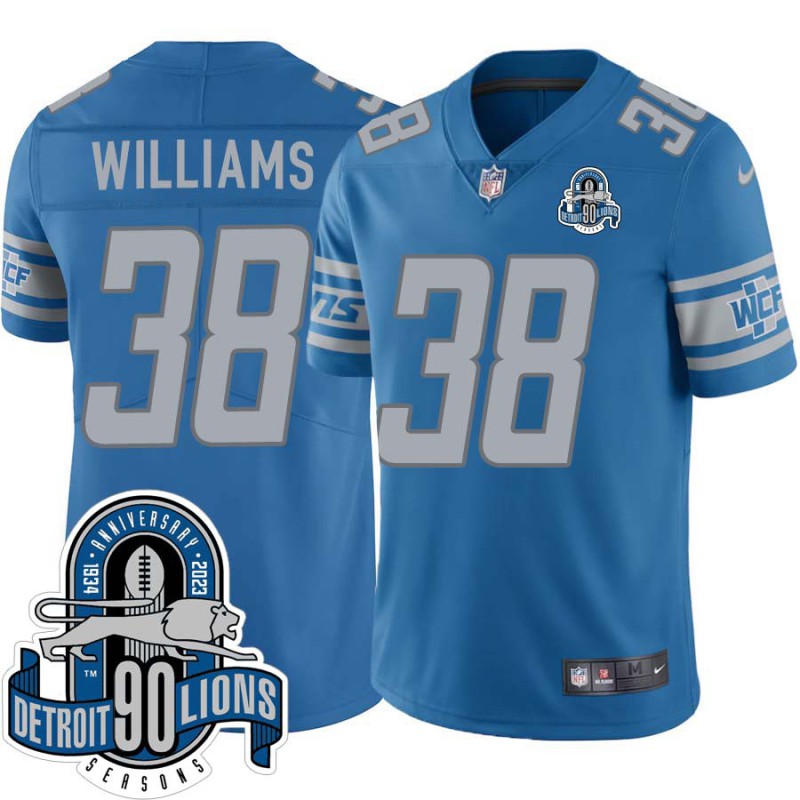 Lions #38 Scott Williams 1934-2023 90 Seasons Anniversary Patch Jersey -Blue