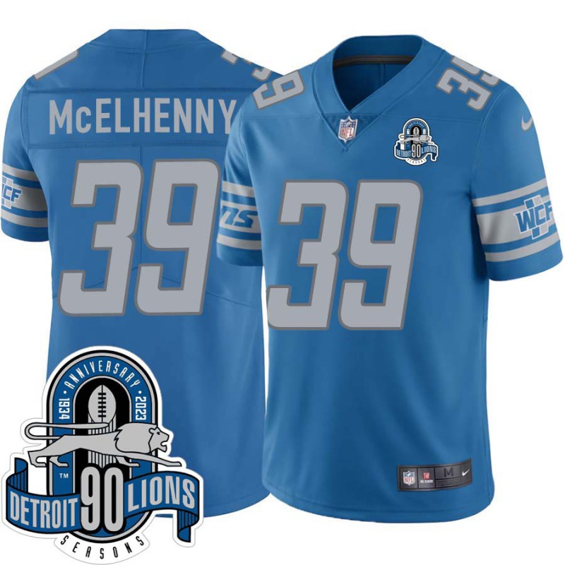 Lions #39 Hugh McElhenny 1934-2023 90 Seasons Anniversary Patch Jersey -Blue