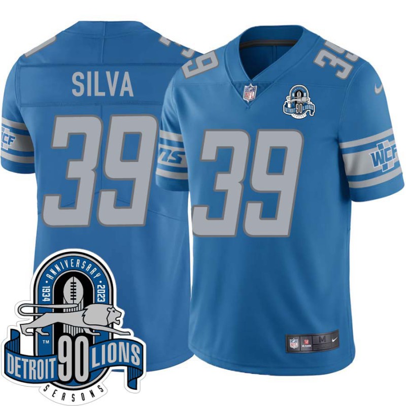 Lions #39 Ricardo Silva 1934-2023 90 Seasons Anniversary Patch Jersey -Blue