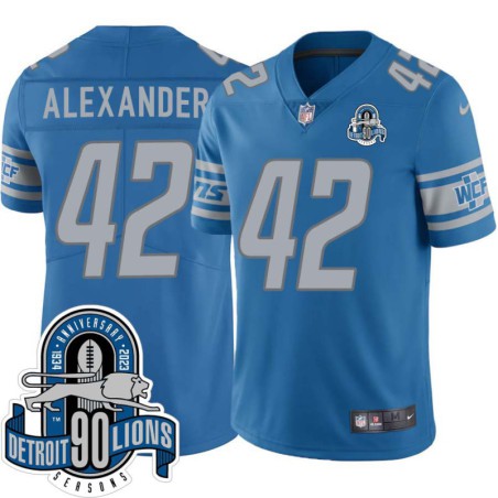 Lions #42 Gerald Alexander 1934-2023 90 Seasons Anniversary Patch Jersey -Blue