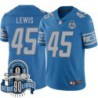 Lions #45 Dan Lewis 1934-2023 90 Seasons Anniversary Patch Jersey -Blue