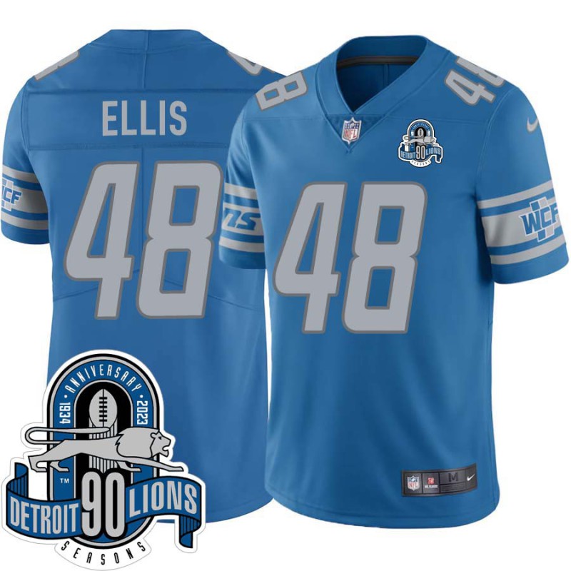 Lions #48 Ken Ellis 1934-2023 90 Seasons Anniversary Patch Jersey -Blue