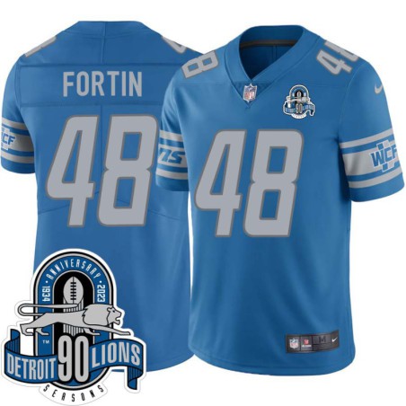 Lions #48 Roman Fortin 1934-2023 90 Seasons Anniversary Patch Jersey -Blue