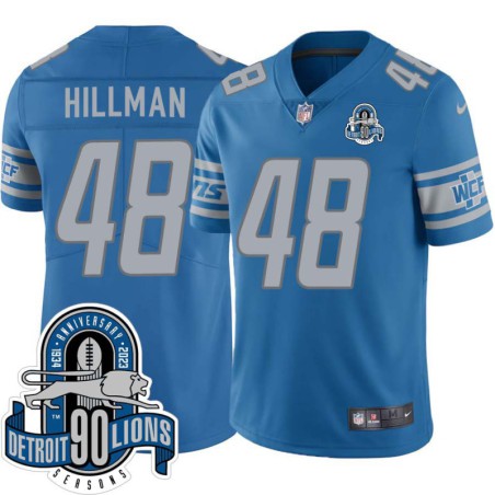 Lions #48 Bill Hillman 1934-2023 90 Seasons Anniversary Patch Jersey -Blue